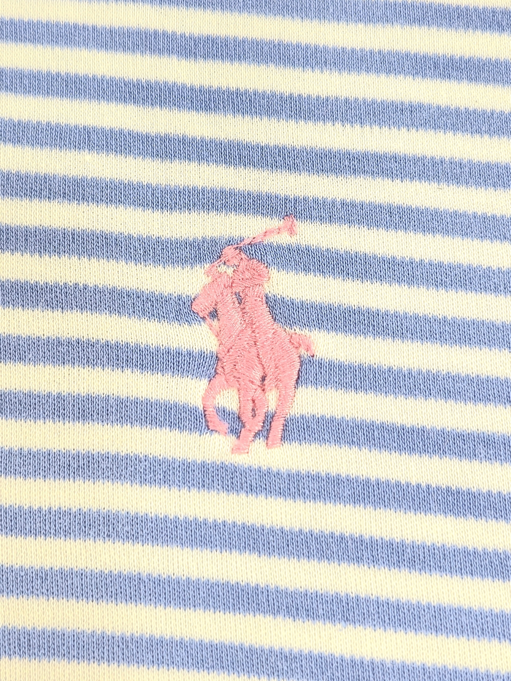 Polo Ralph Lauren Women's L Pima Soft Touch Striped Polo Shirt Blue White Pink - Picture 3 of 9
